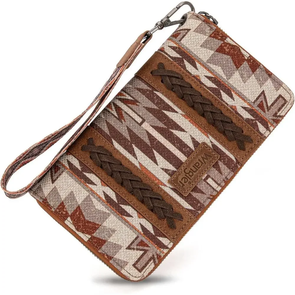 NEW Wrangler Aztec Boho Western‎ Wallet Wristlet Clutch RFID Credit Card Holder